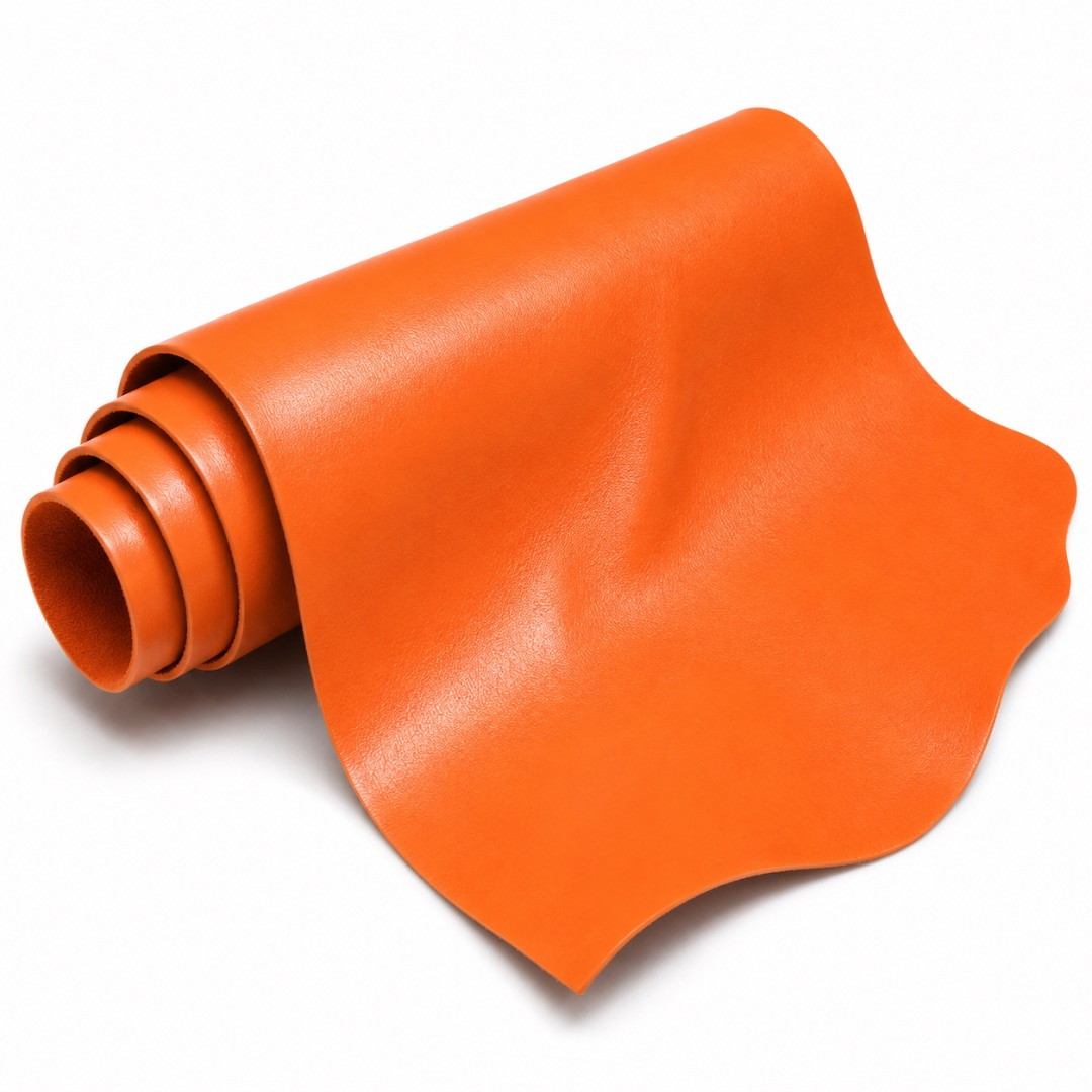 Premium Peach Orange Smooth Synthetic Leather Material