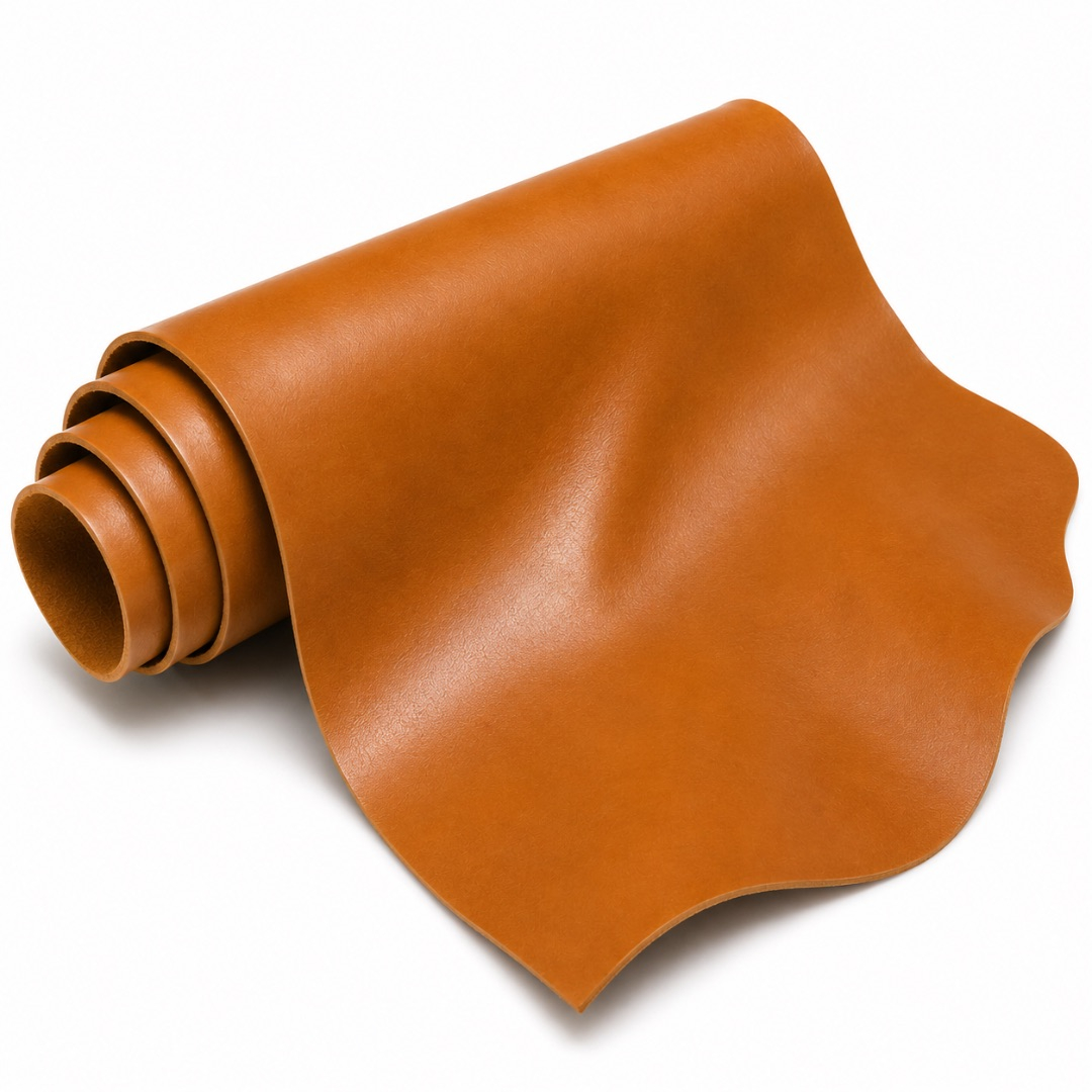 Premium Saddle Brown Smooth Synthetic Leather Material