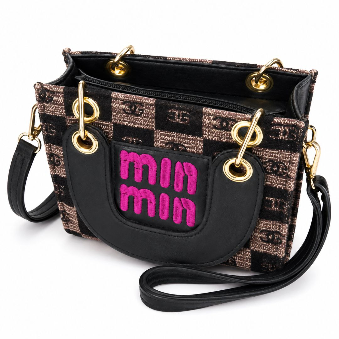 Women Checked Mini Tote Crossbody Bag