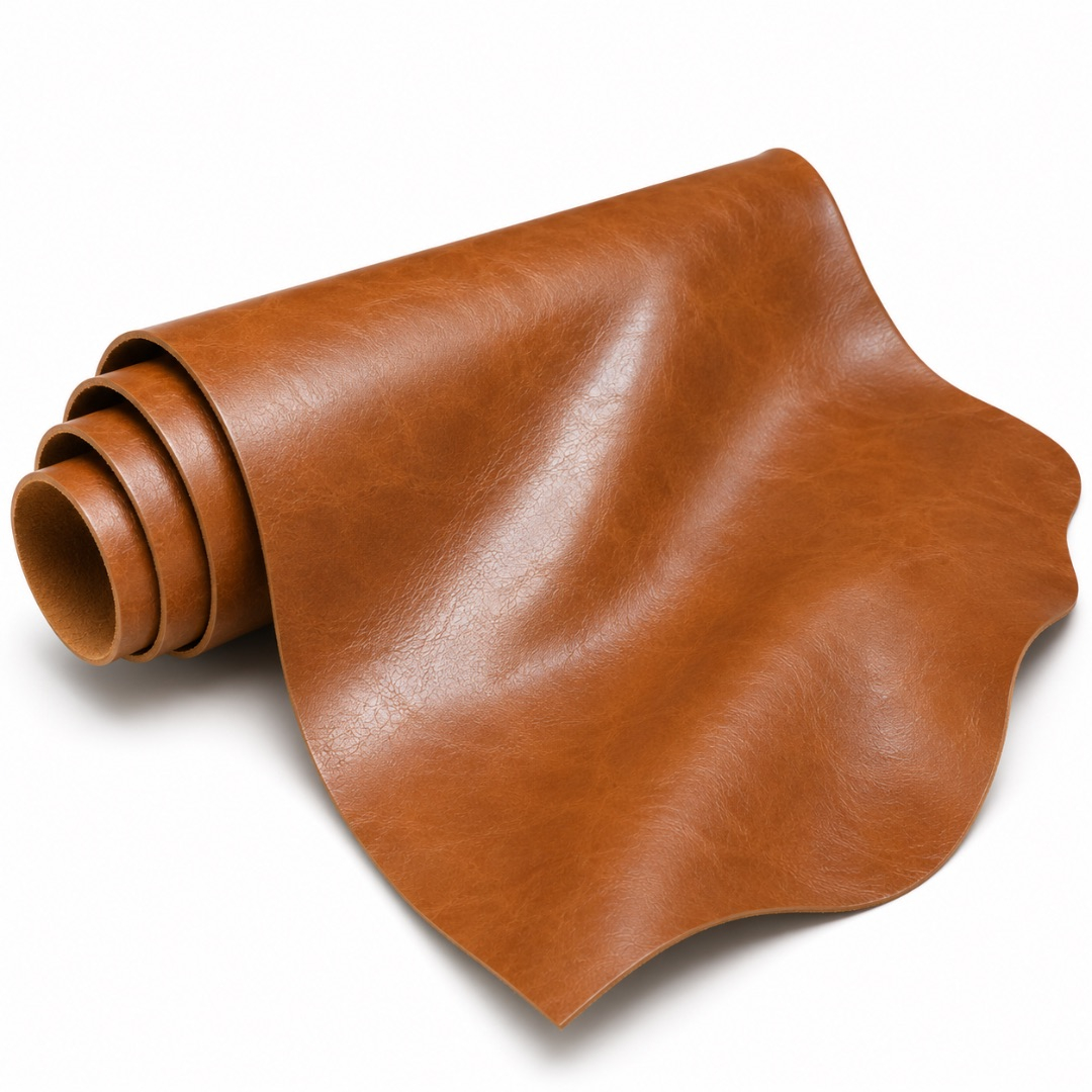 Premium Cognac Brown Vintage Synthetic Leather Material