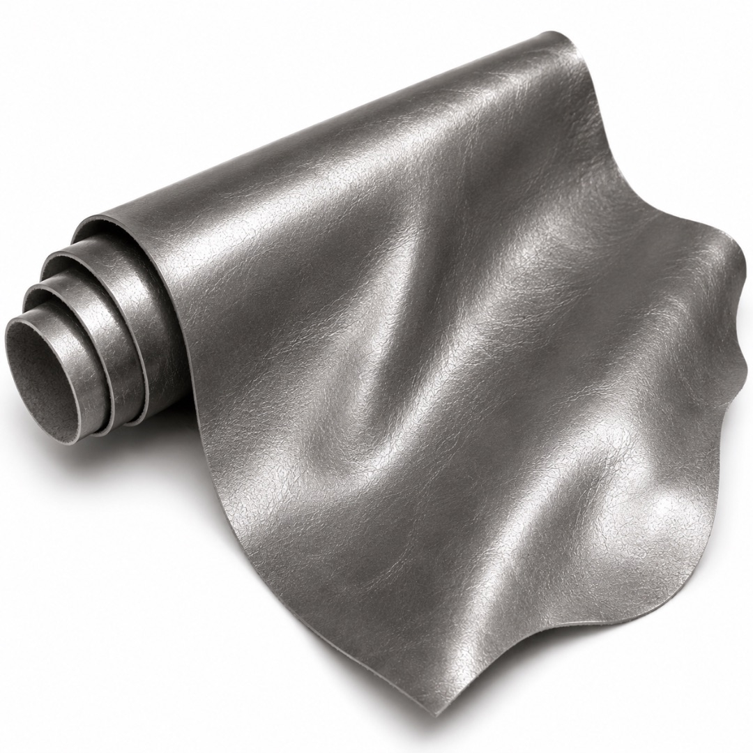 Premium Metallic Silver Synthetic Leather Material