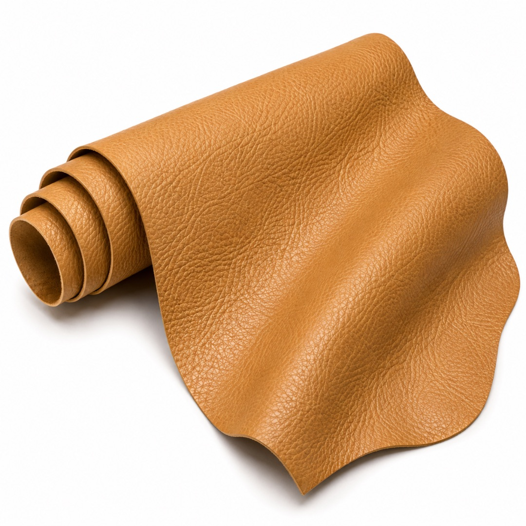 Premium Mustard Tan Pebbled Synthetic Leather Material