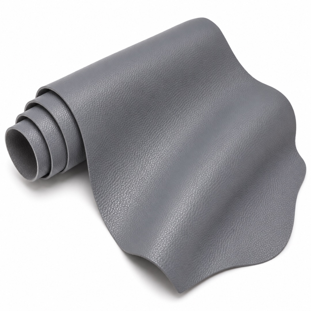 Premium Light Grey Pebbled Synthetic Leather Material
