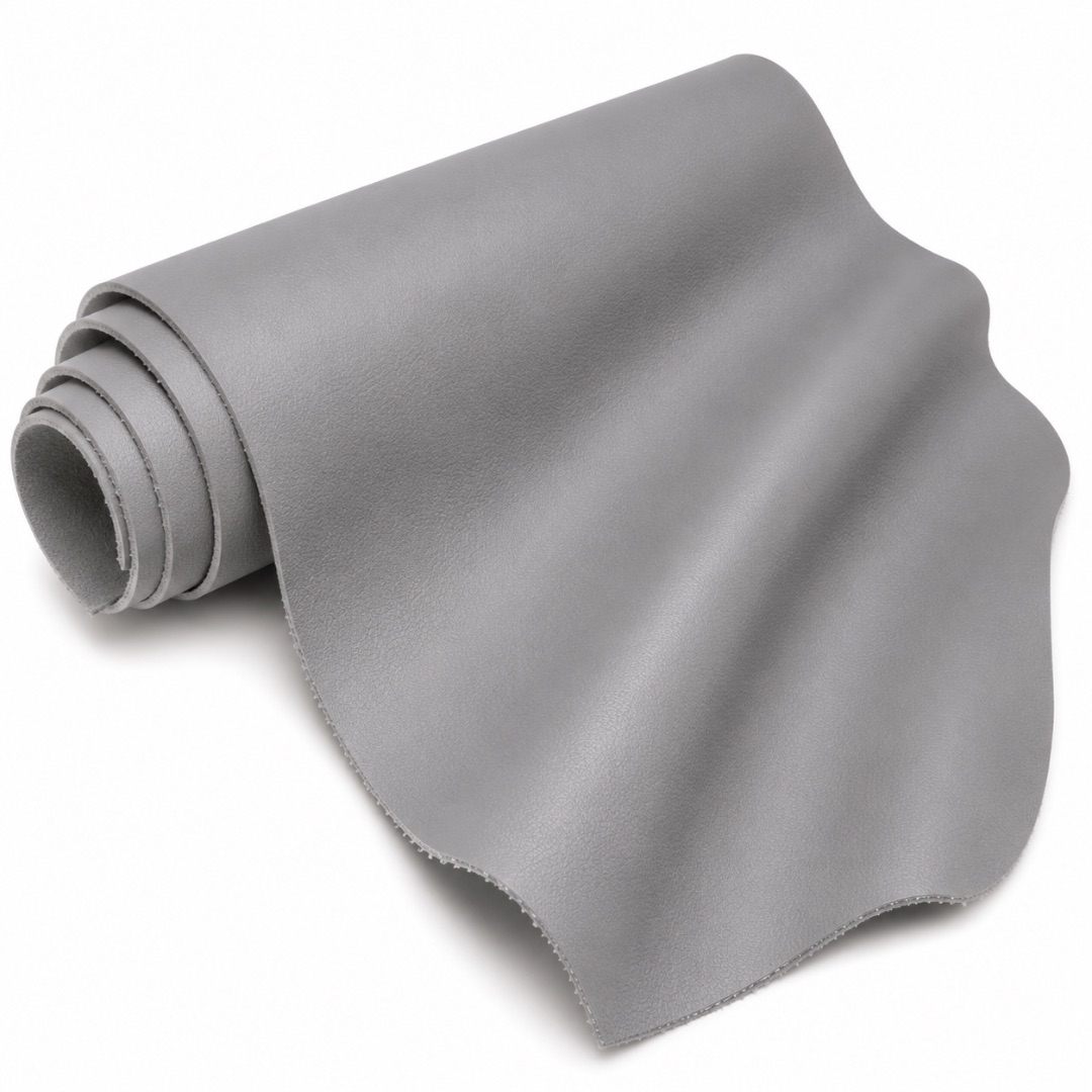 Premium Light Grey Smooth Synthetic Leather Material