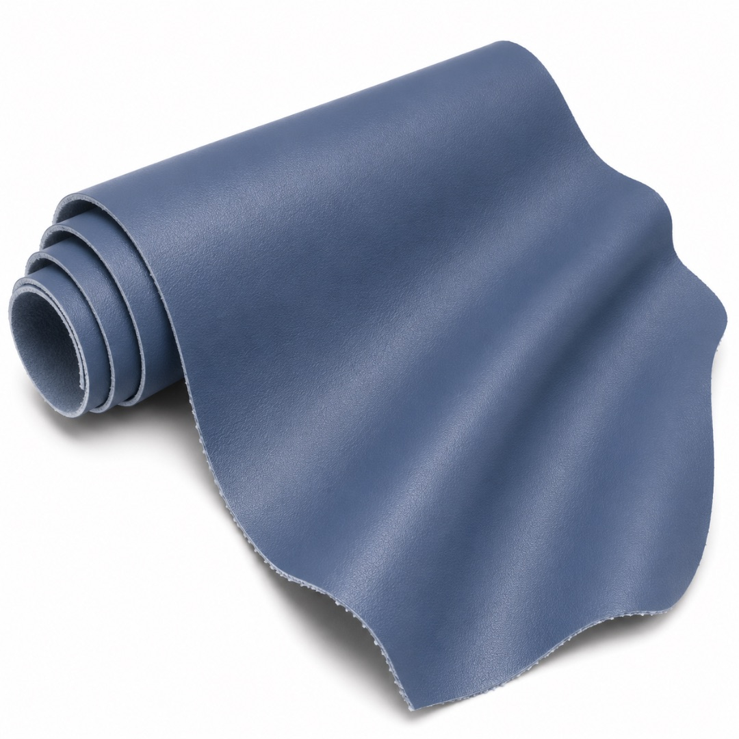 Premium Steel Blue Smooth Synthetic Leather Material