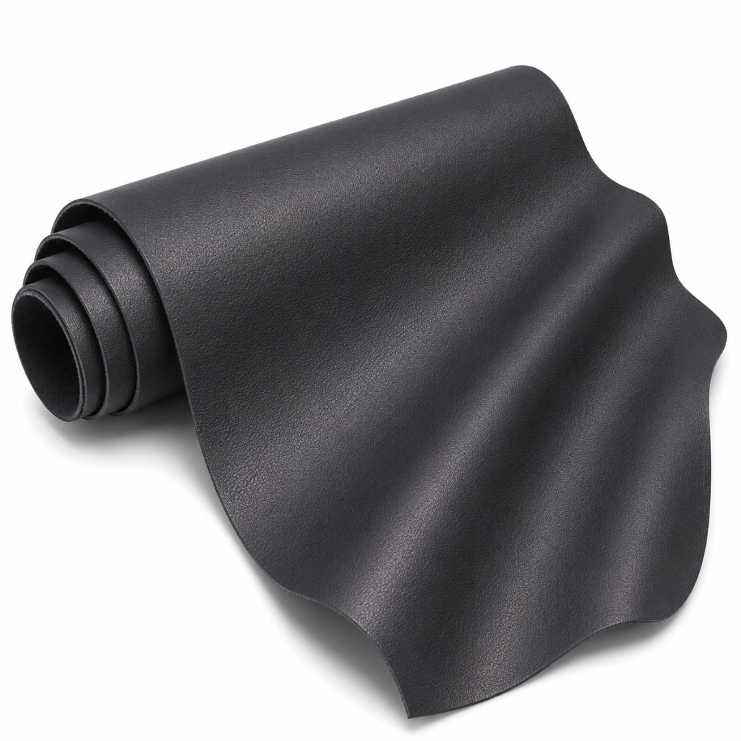 Premium Charcoal Black Fine Grain Synthetic Leather Material