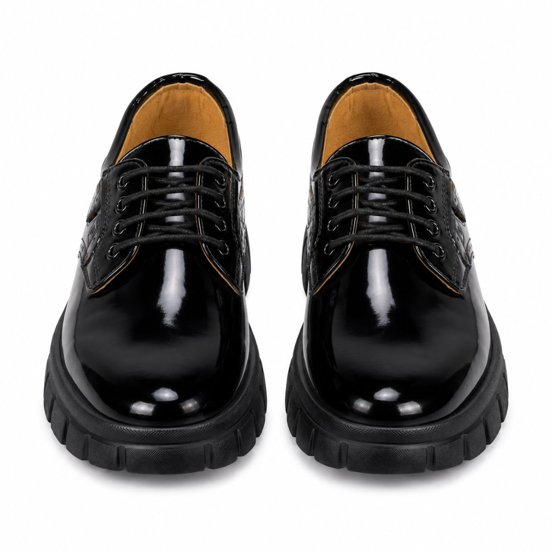 Mens Patent Leather Chunky Derby Shoes