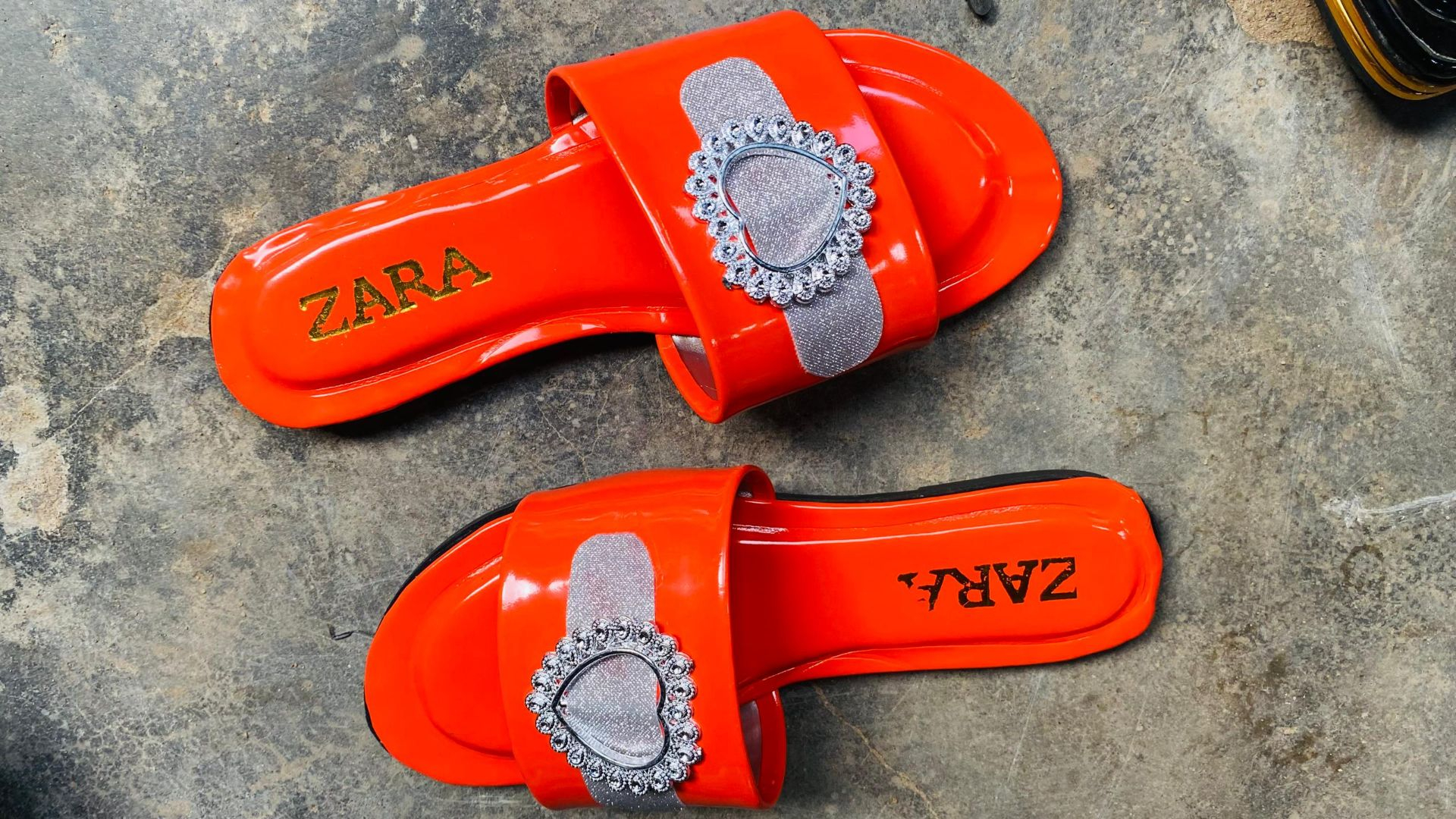 Decorative Open Toe Flat Slide Sandals