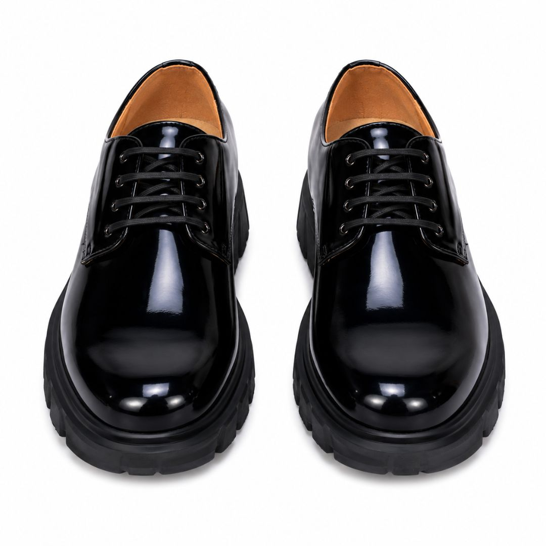 Glossy Black Classic Mens Lace Up Shoe