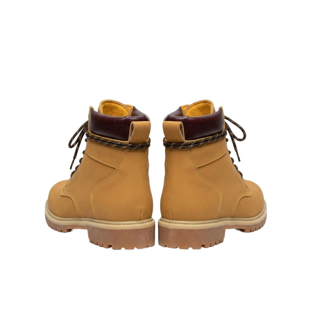 Wheat Tan Leather Work Boots with Padded Collar