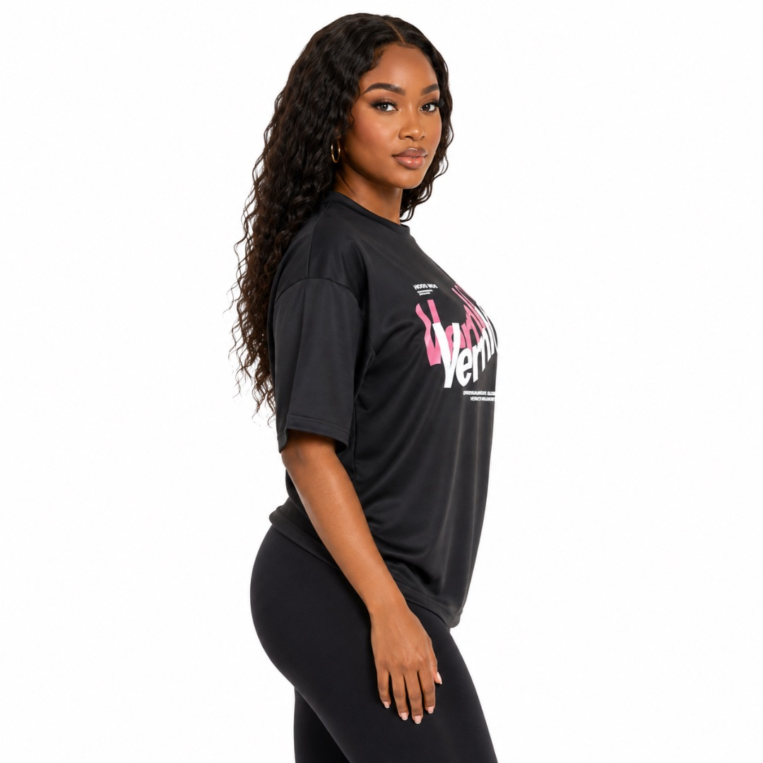 Premium Black Graphic Print Round Neck T Shirt