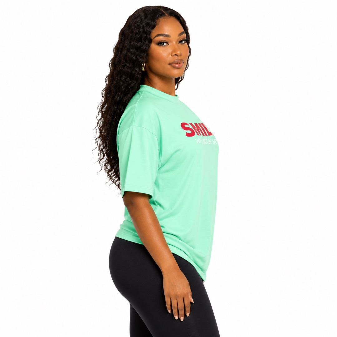 Premium Mint Green Graphic Print Round Neck T Shirt