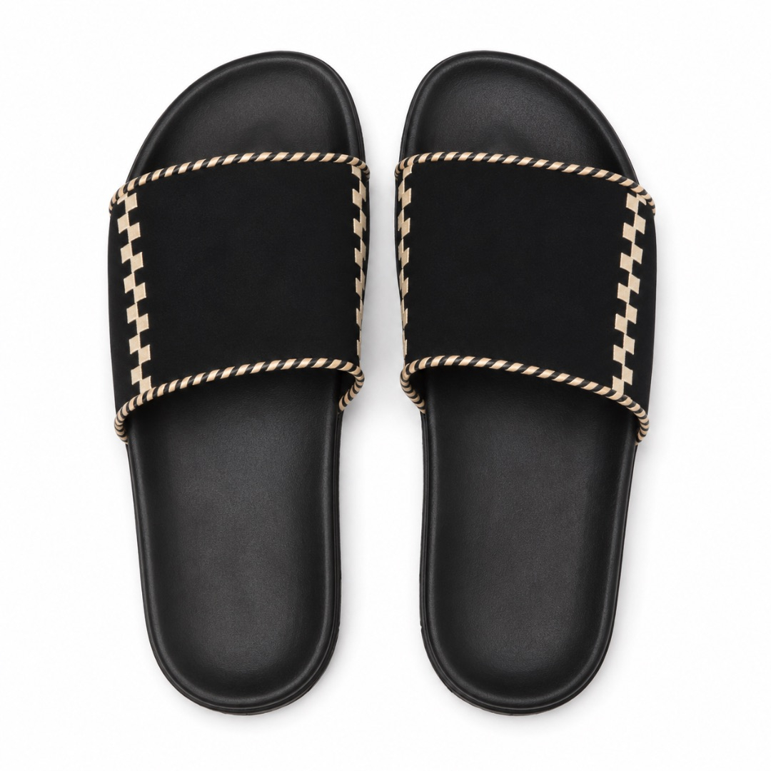 Premium Black Comfort Slide Slippers