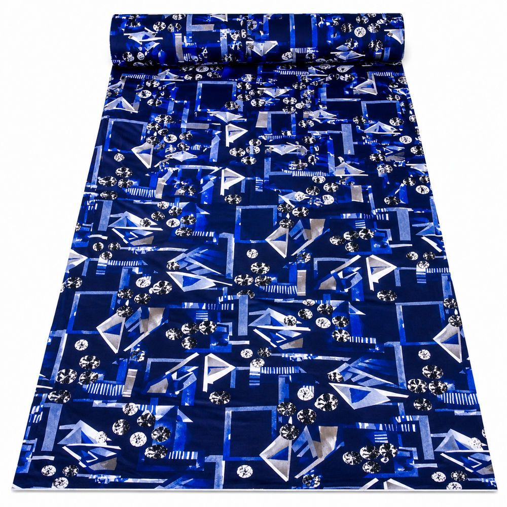 Blue Geometric Pattern Ankara Fabric