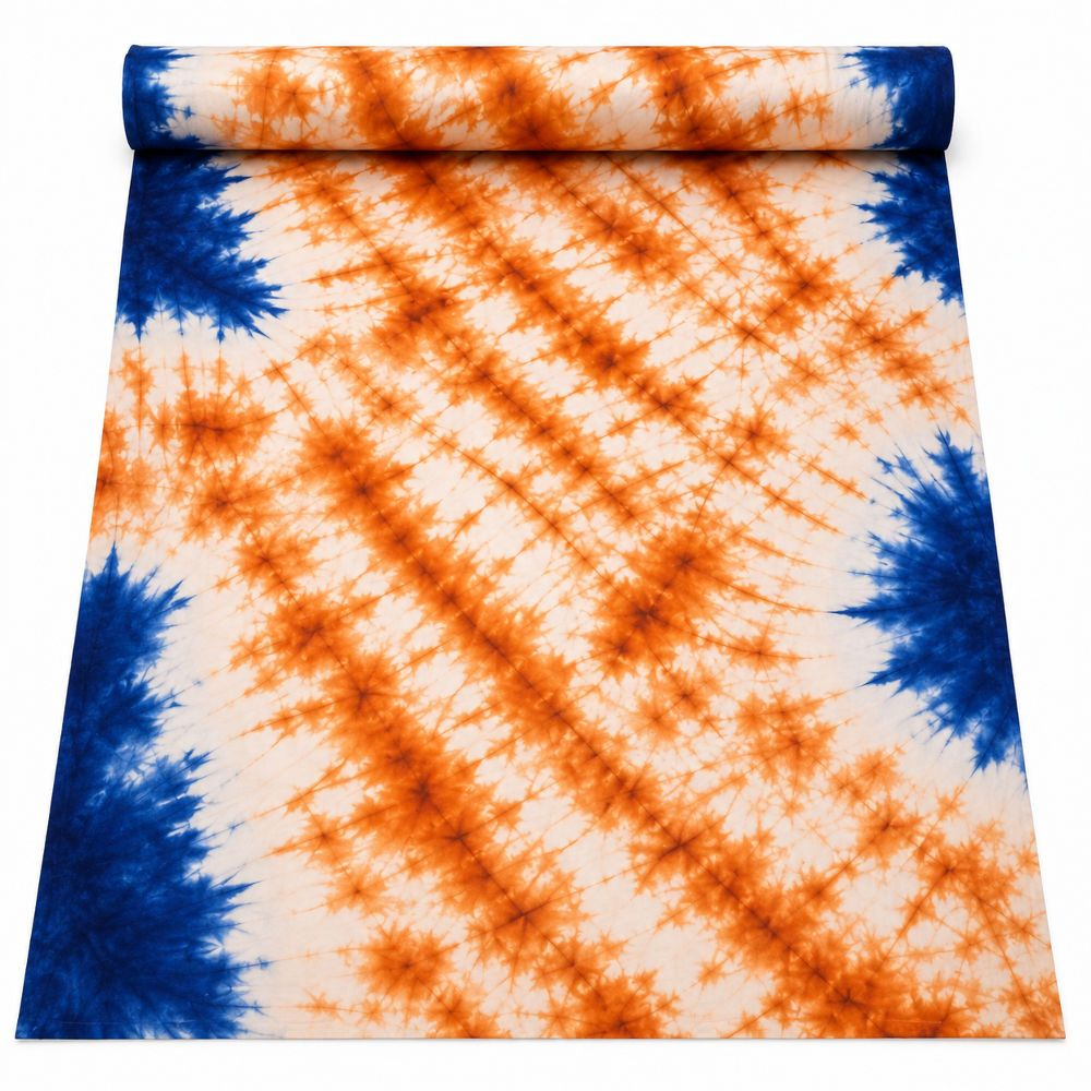 Orange and Blue Adire Tie Dye Fabric