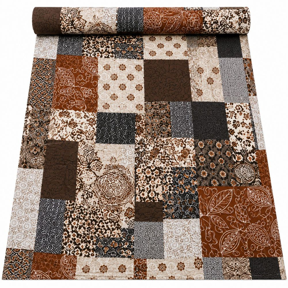 Brown and Cream Patchwork Pattern Fabric