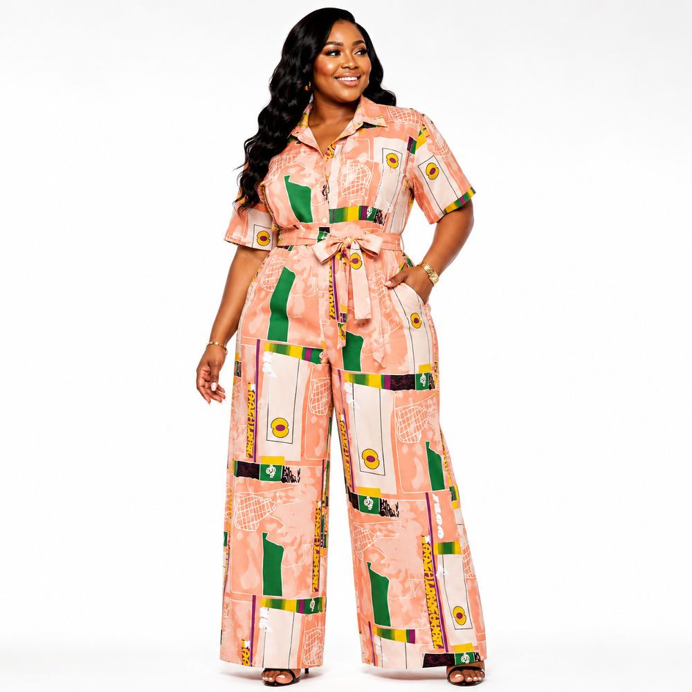 Peach Multicolor Graphic Ankara Fabric