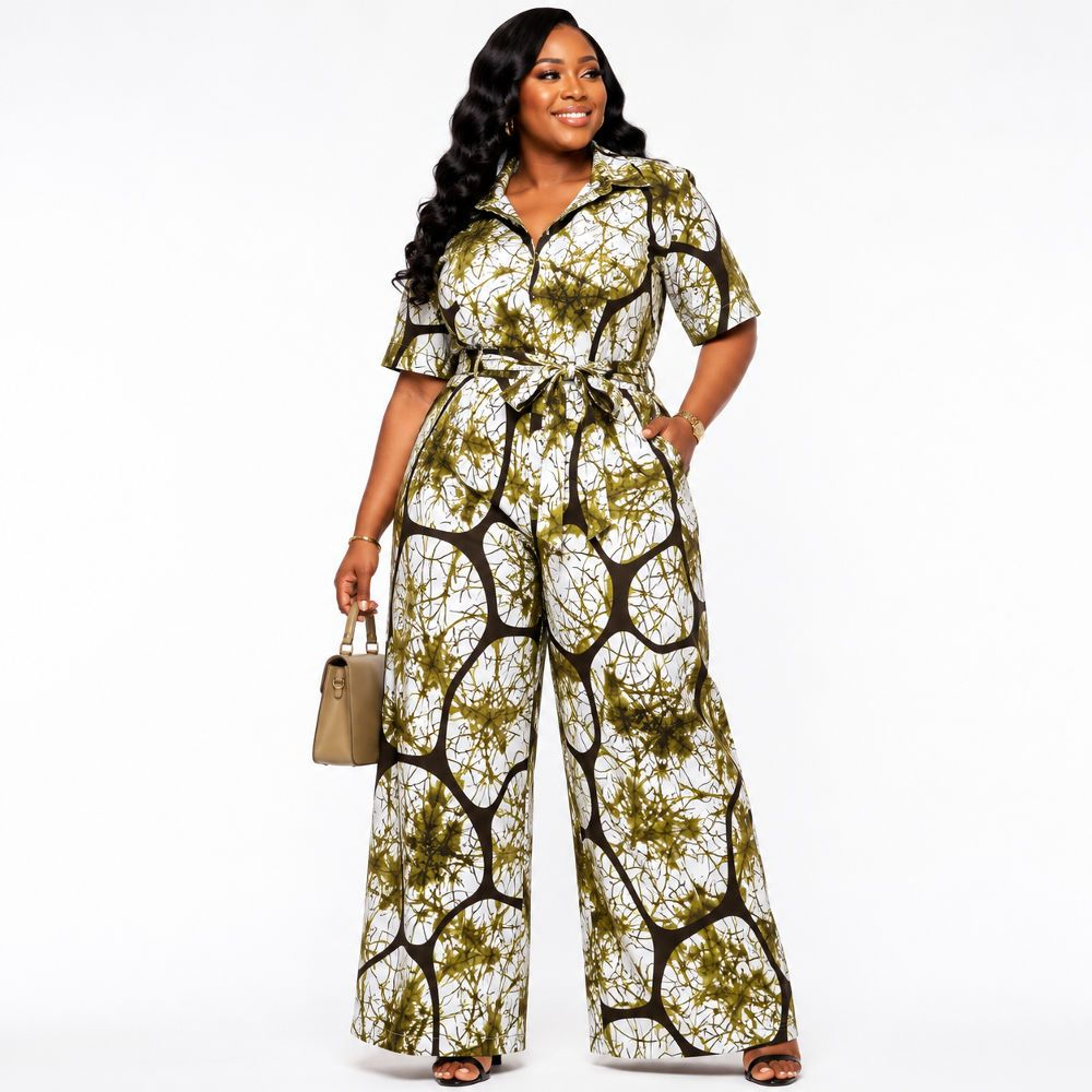 Olive Green and White Adire Fabric