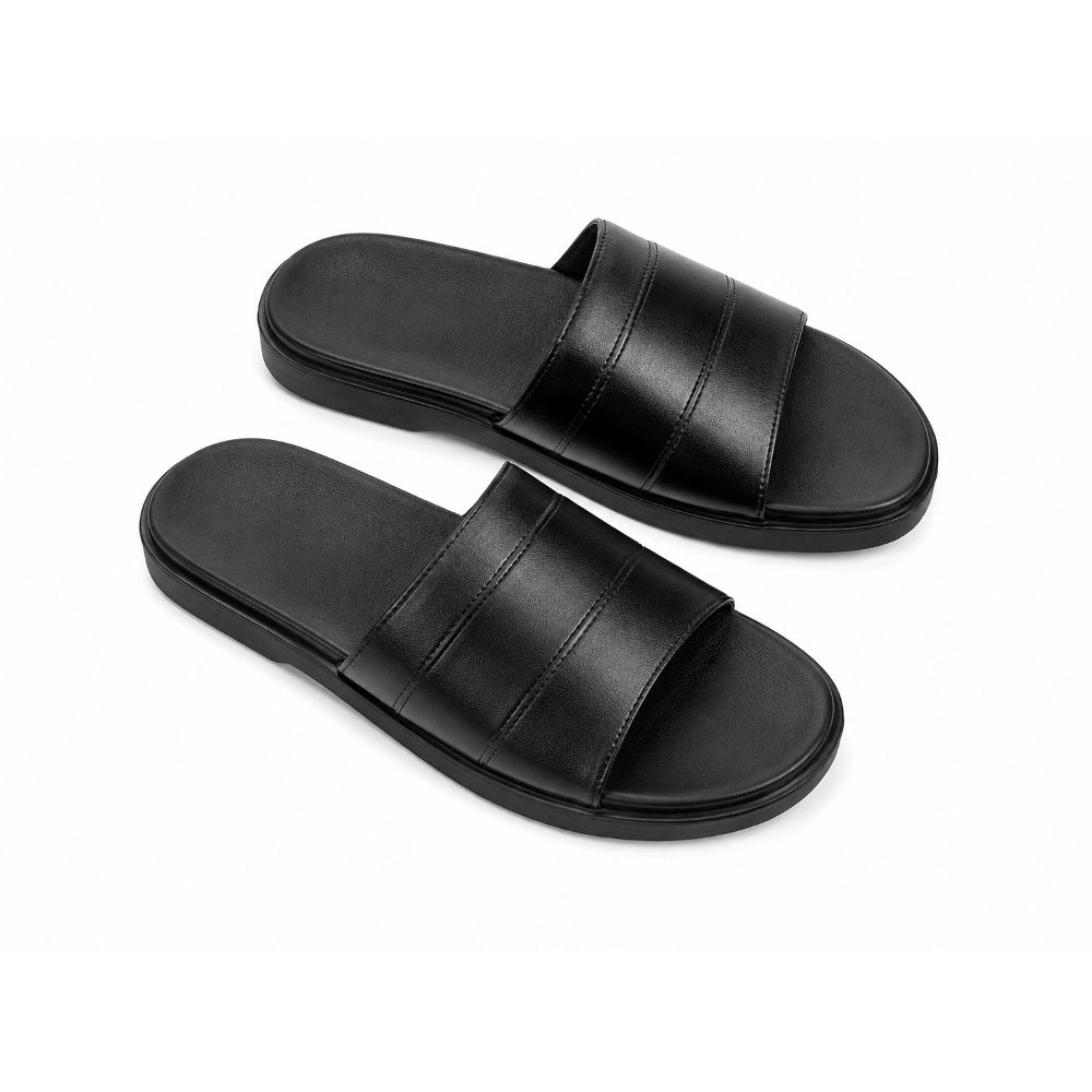 Mens Black Slip On Slide Sandals