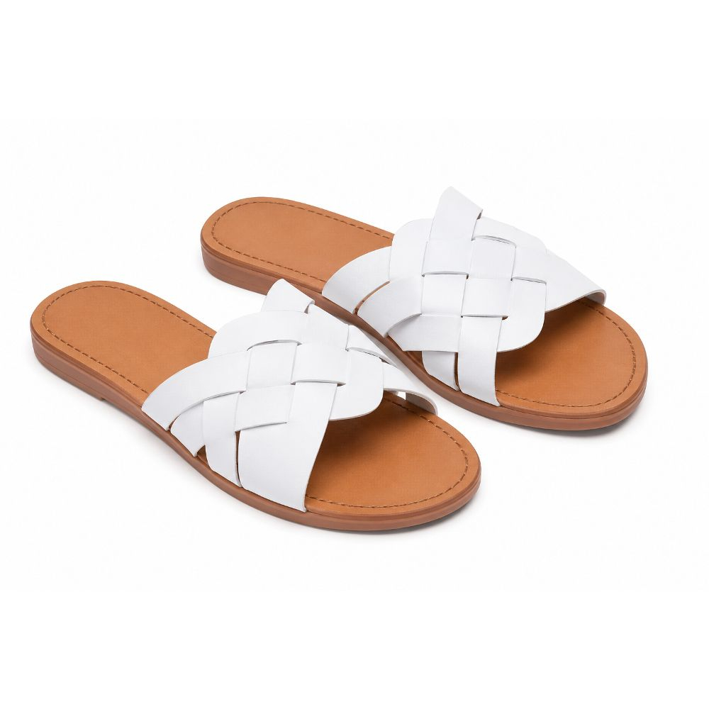 Quality Woven Cross Strap Slide Sandal
