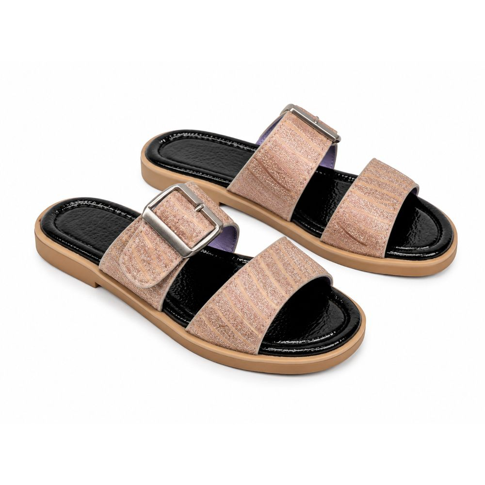 Womens Double Strap Buckle Slide Sandals
