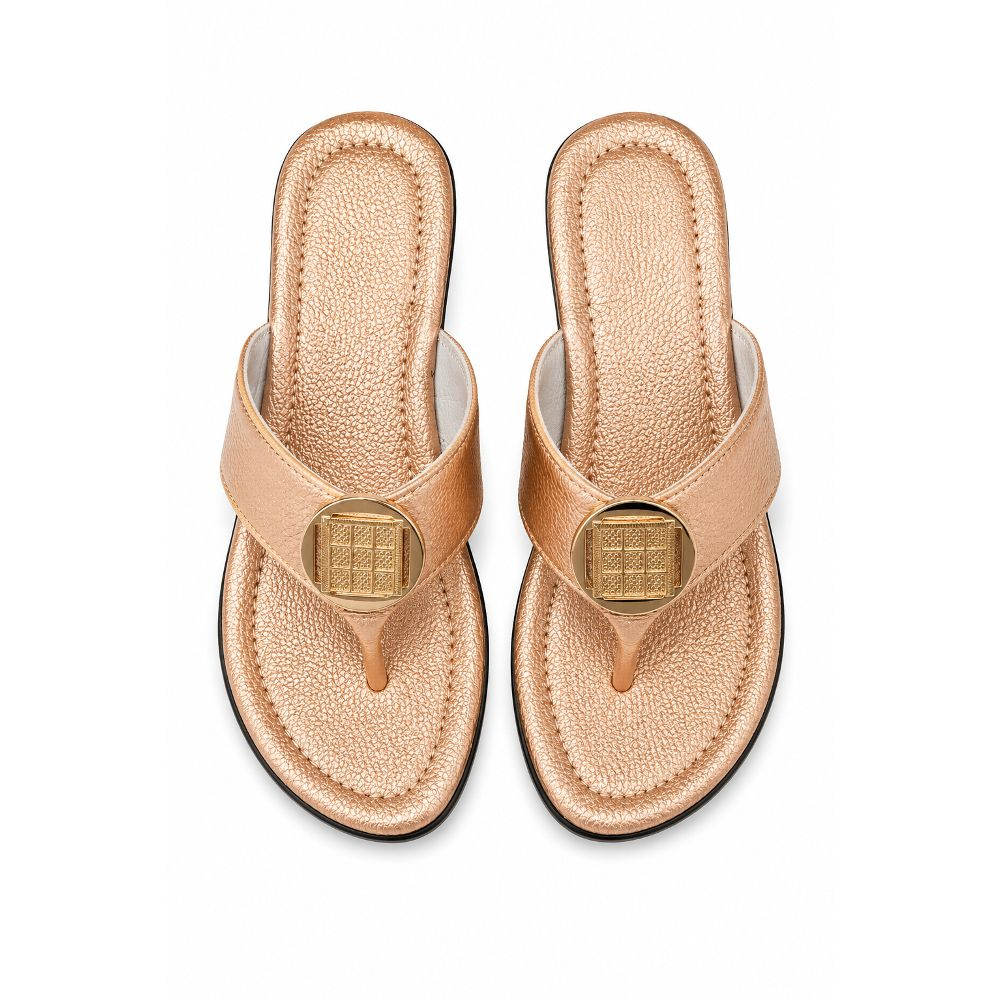 Womens Metallic Comfort Wedge Thong Sandal
