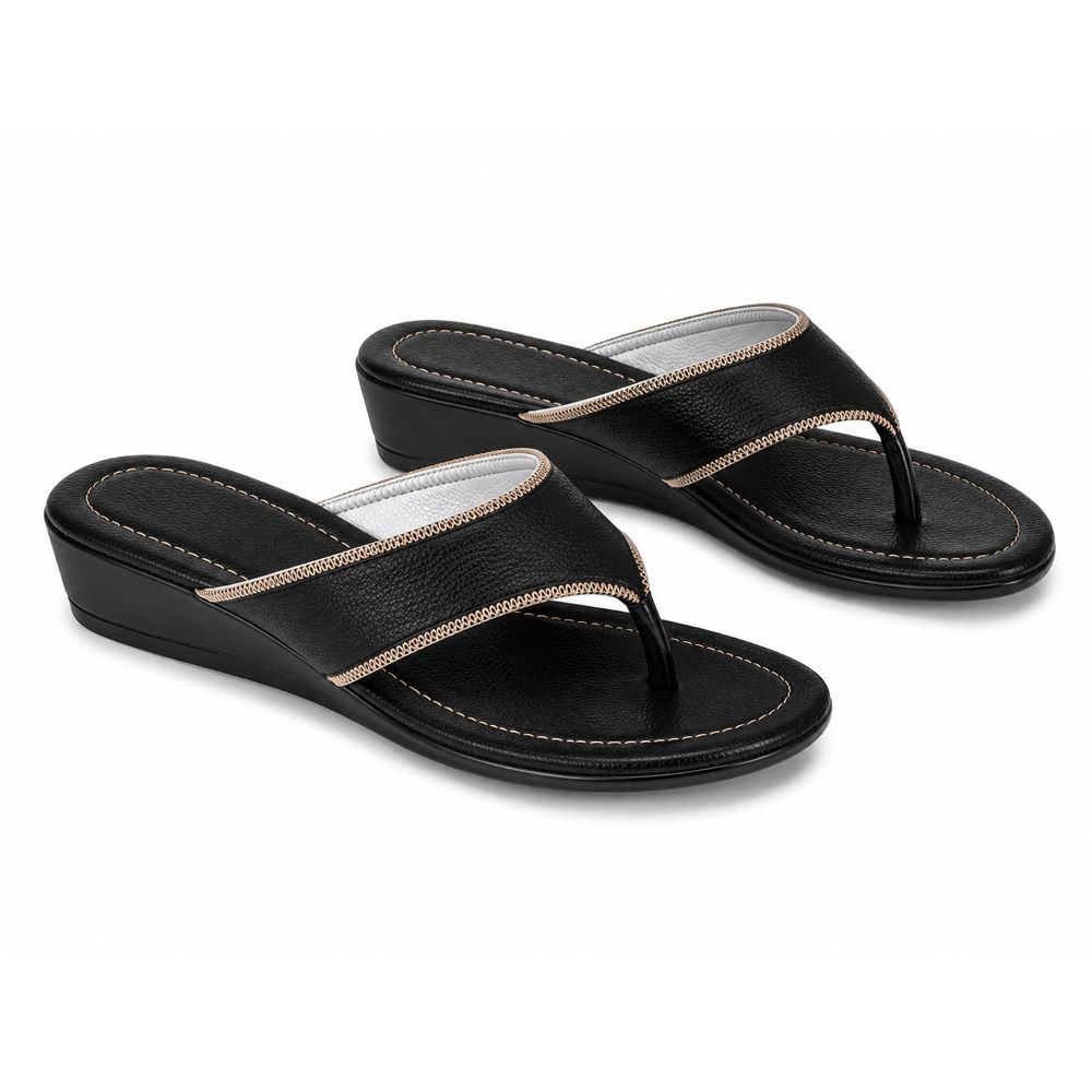 Womens Low Wedge Toe Post Comfort Sandal