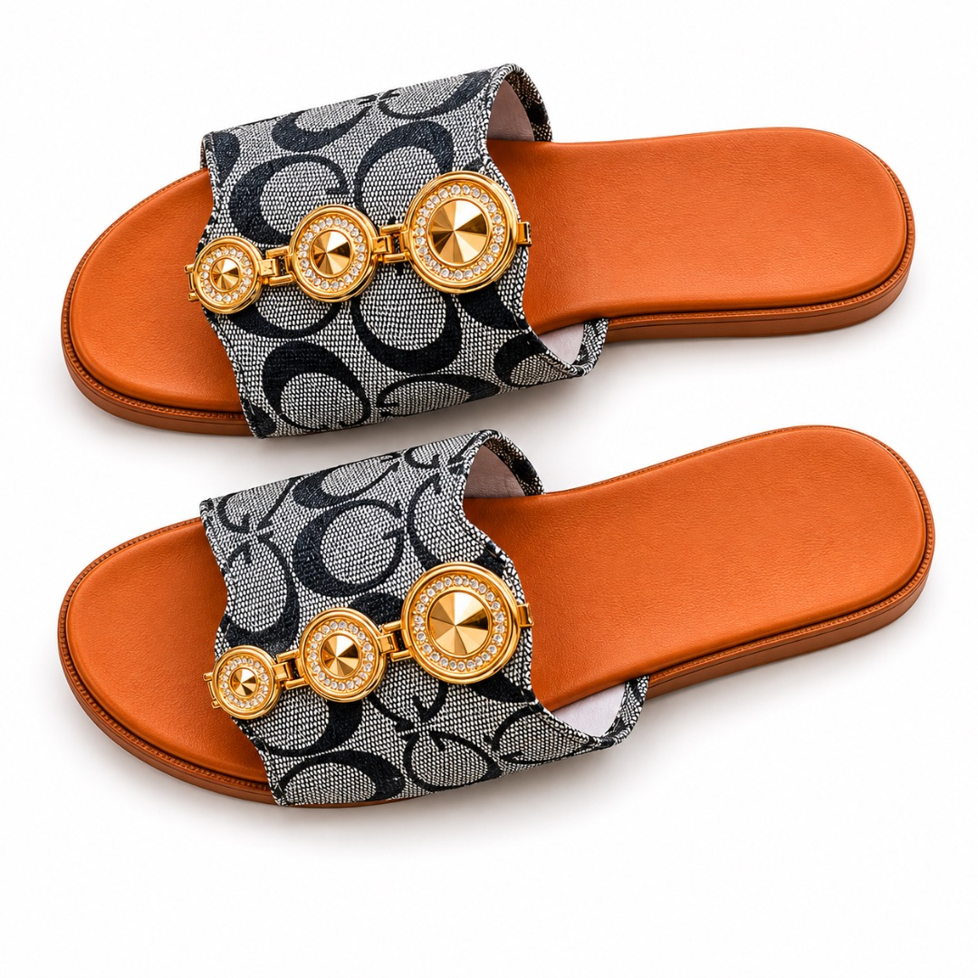 Monogram Flat Slide Sandals
