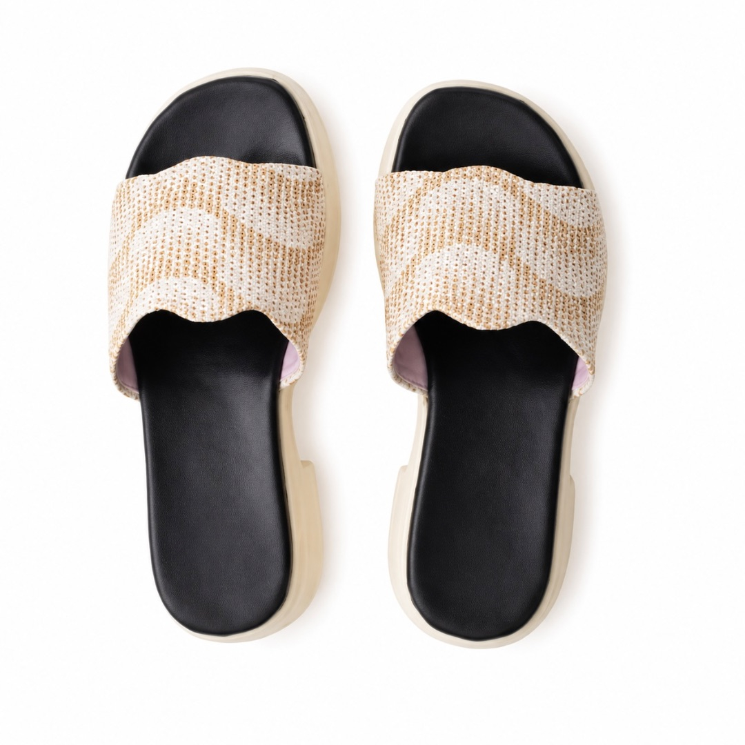 Woven Pattern Platform Slide Sandals