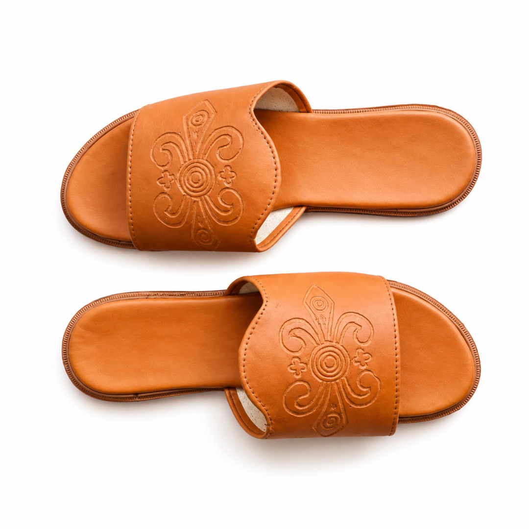 Embossed Medallion Wedge Slide Sandals