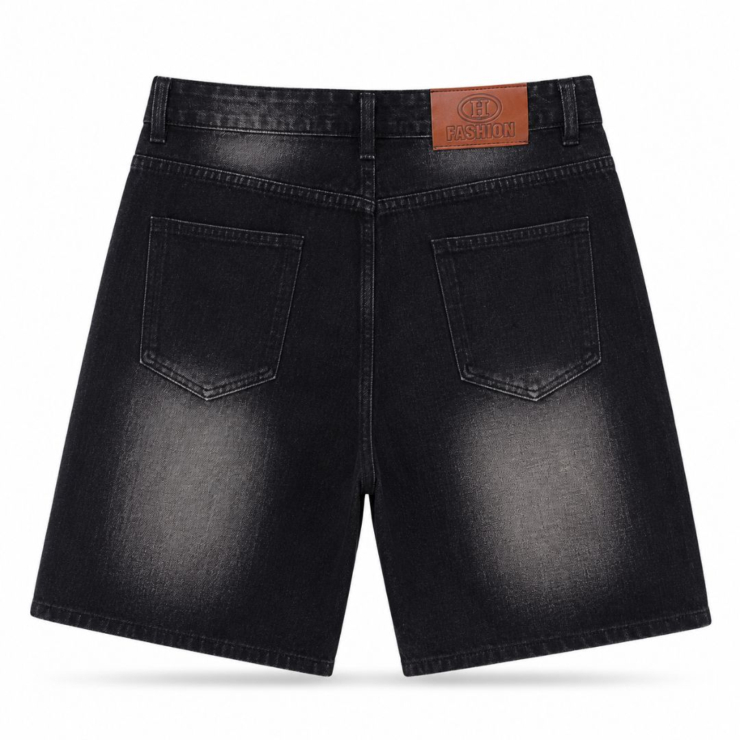 Quality Men Distressed Black Denim Shorts