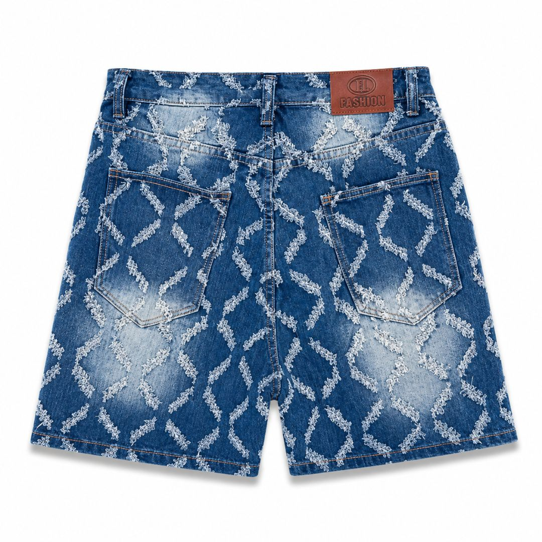Premium Men Patterned Denim Shorts