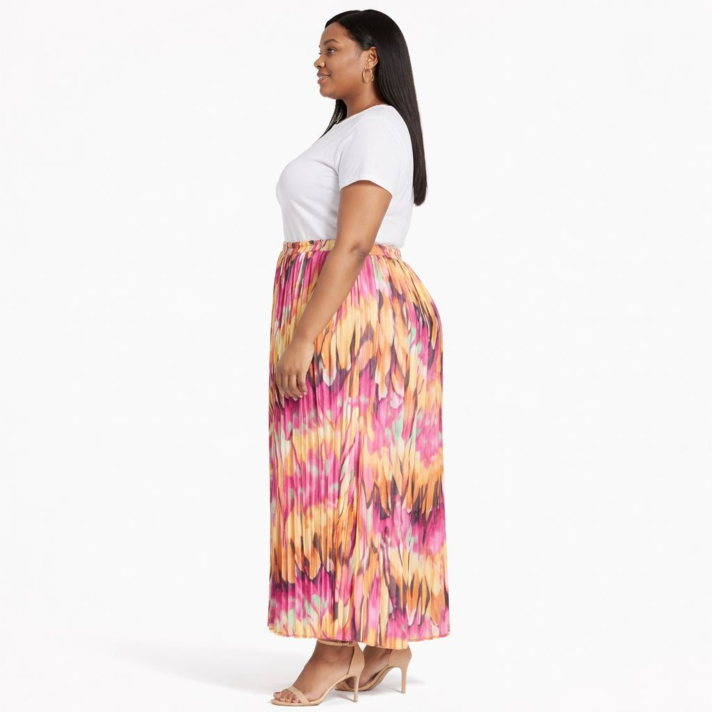 Quality Sunset Pleated Midi Skirt