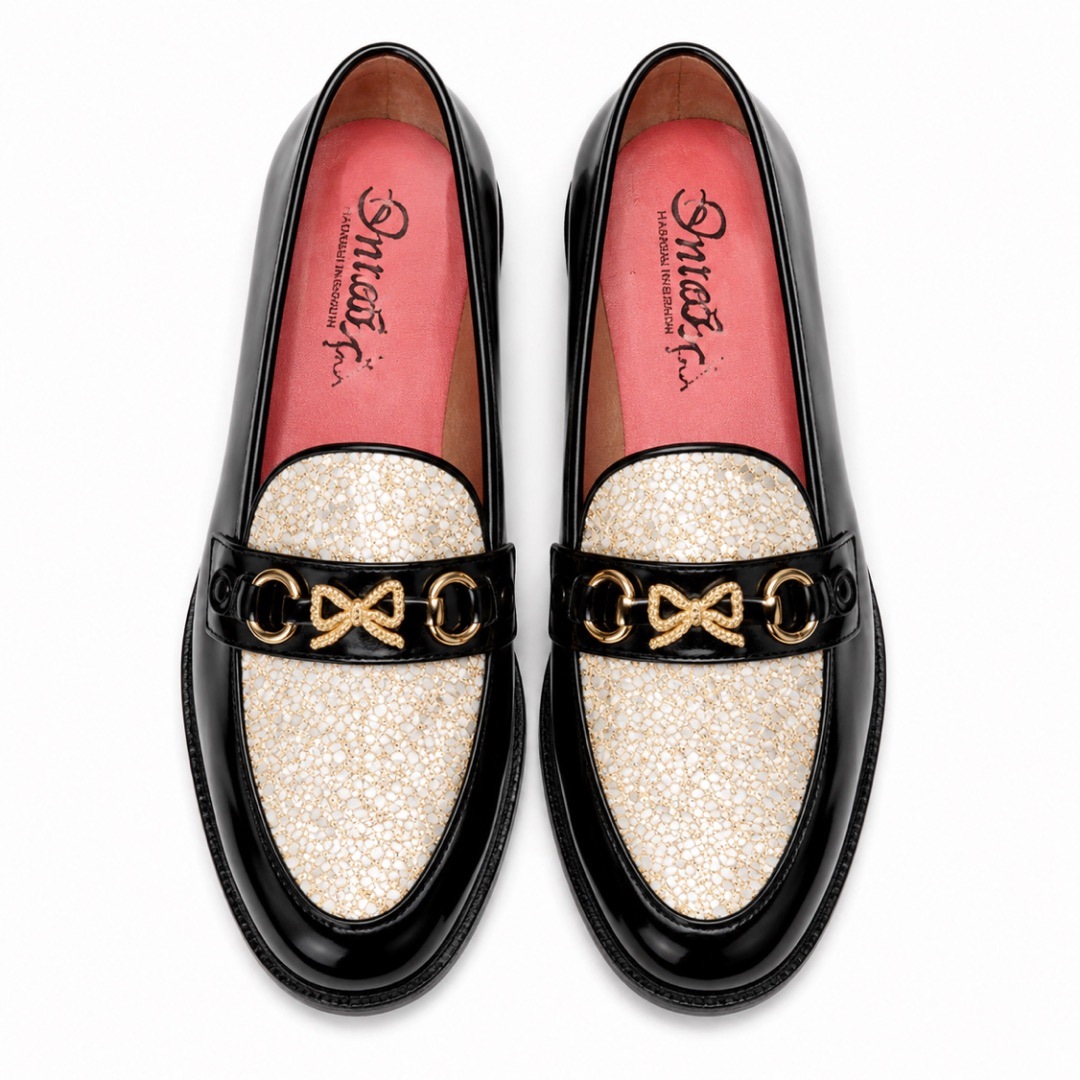 Mens Patterned Slip On Loafer with Metal Accent