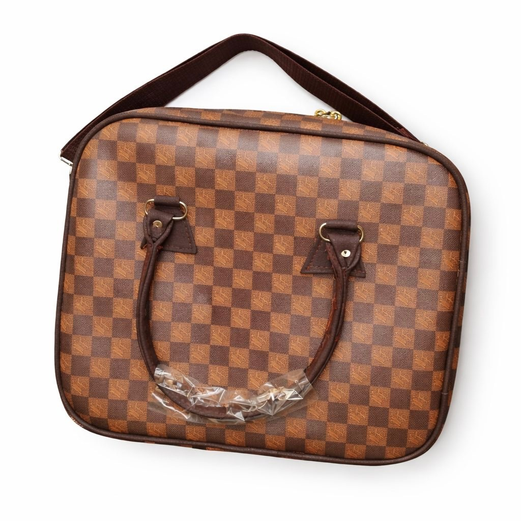 Checkered Travel Duffel Bag with Shoulder Strap