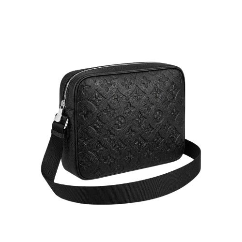 Compact Stylish Shoulder Bag with Embossed Monogram Pattern