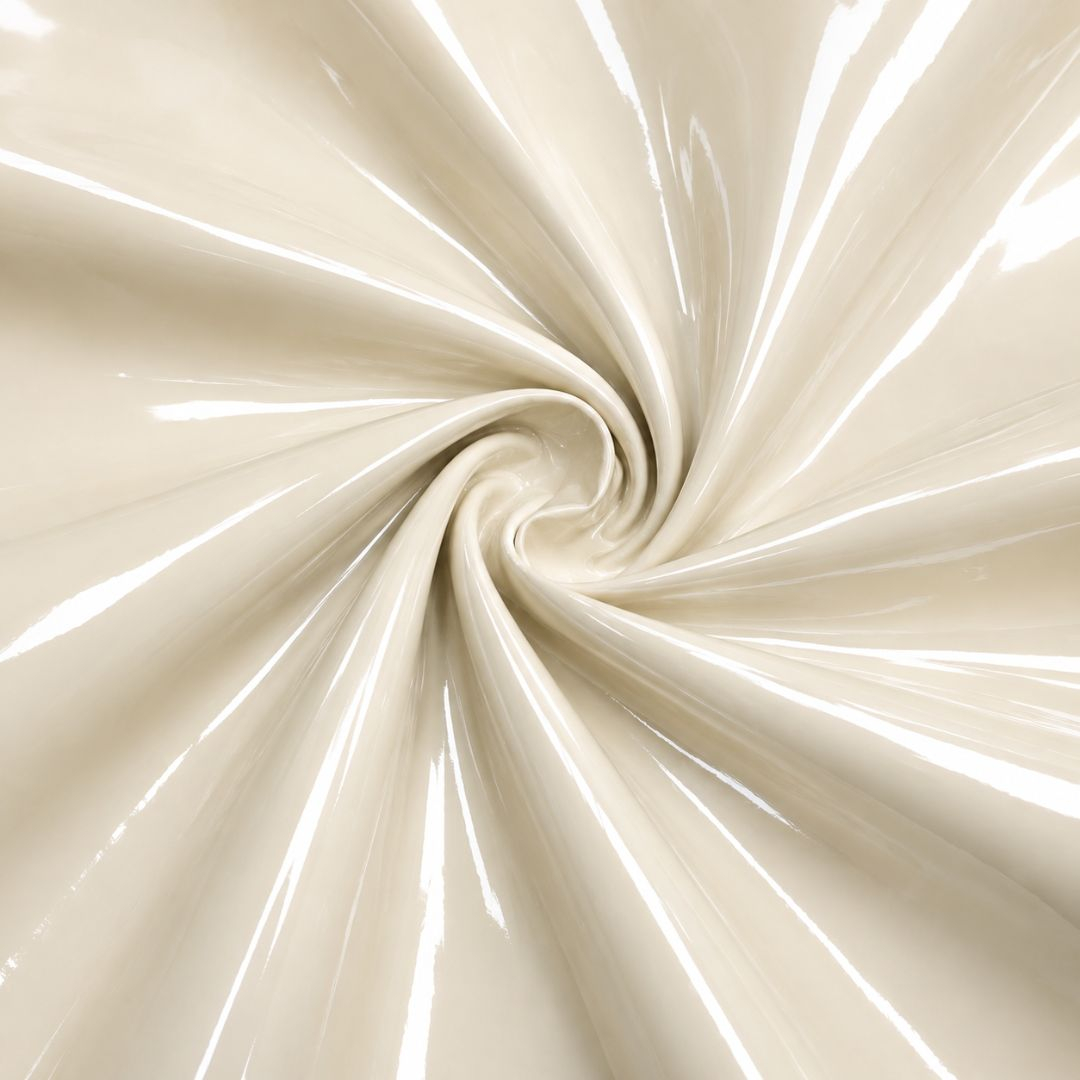 Glossy Ivory Mirror Finish Synthetic Leather Material