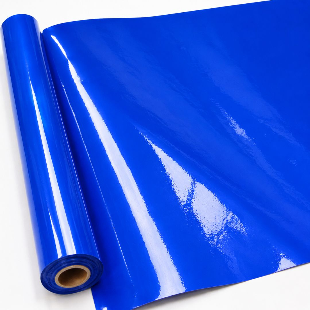 Glossy Royal Blue Synthetic Leather Material