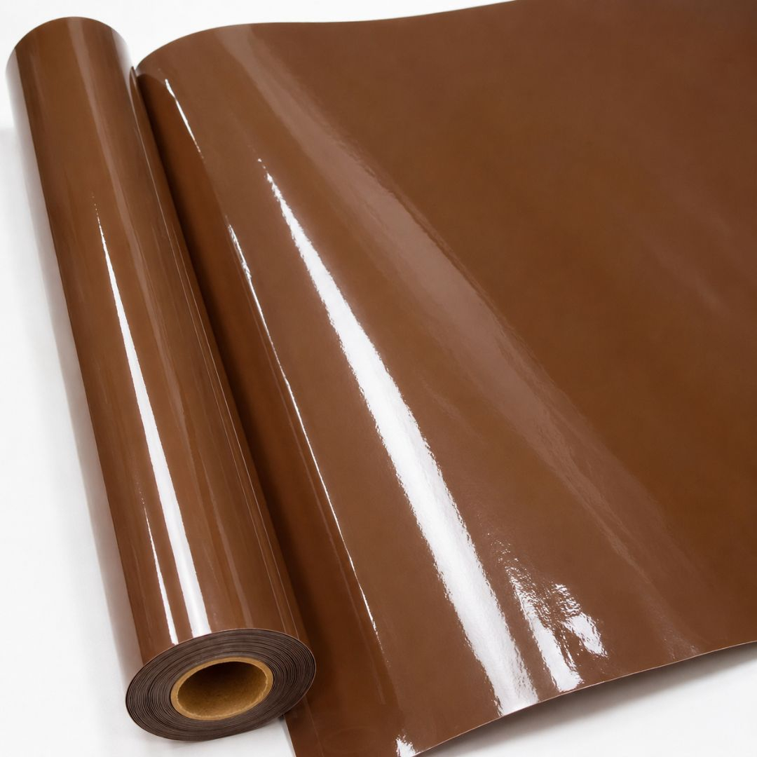Glossy Cocoa Brown Synthetic Leather Material