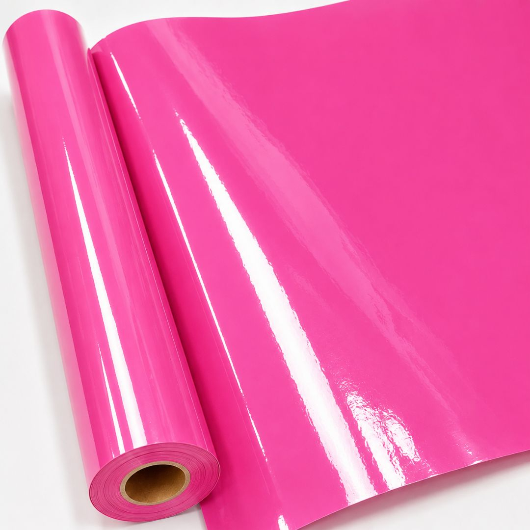 Glossy Barbie Pink Synthetic Leather Material