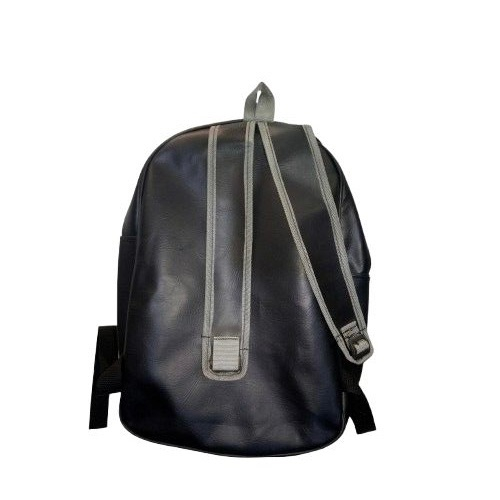 Kids Black Faux Leather Backpack with Floral Straps and Heart Eyes Graphic