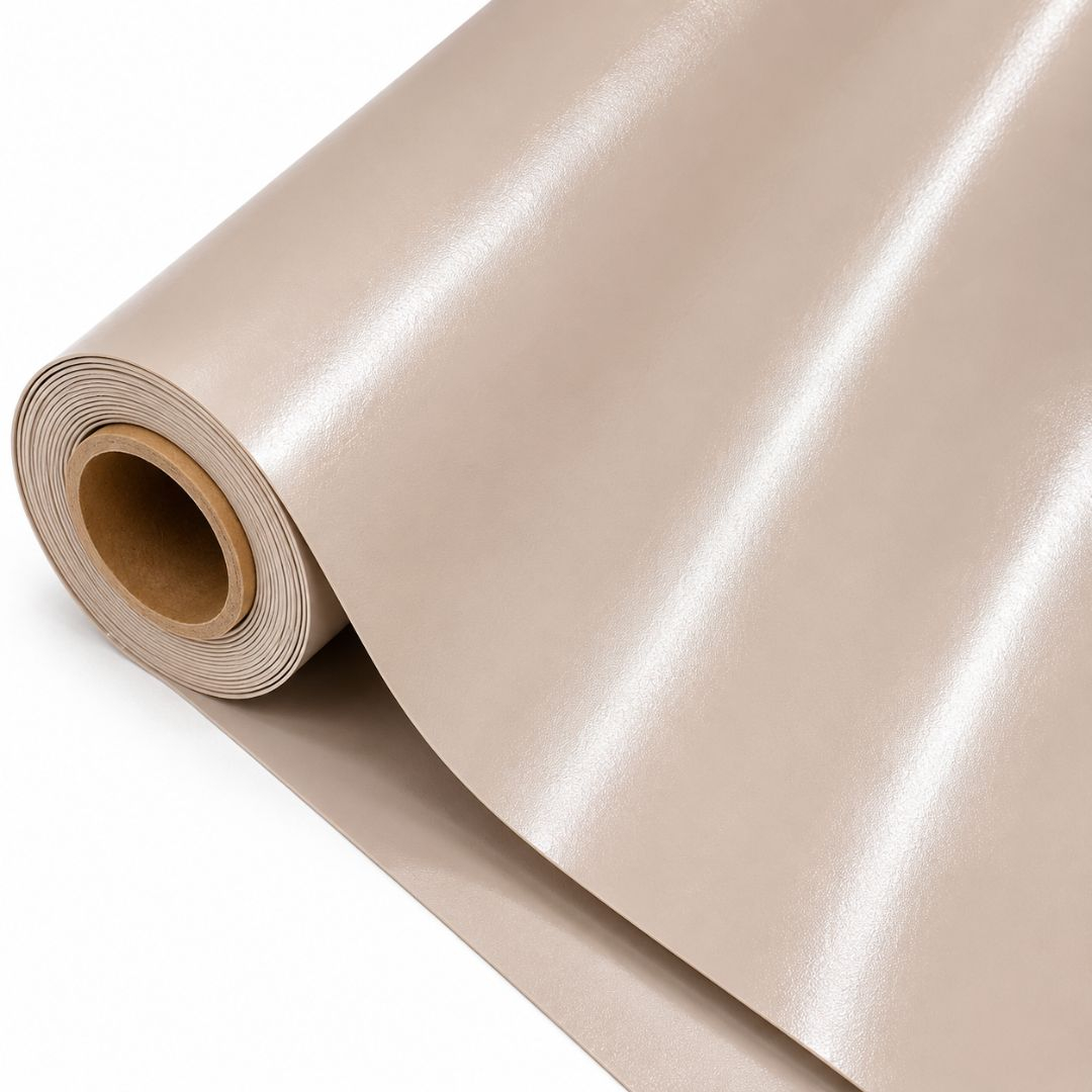 Glossy Nude Beige Synthetic Leather Material