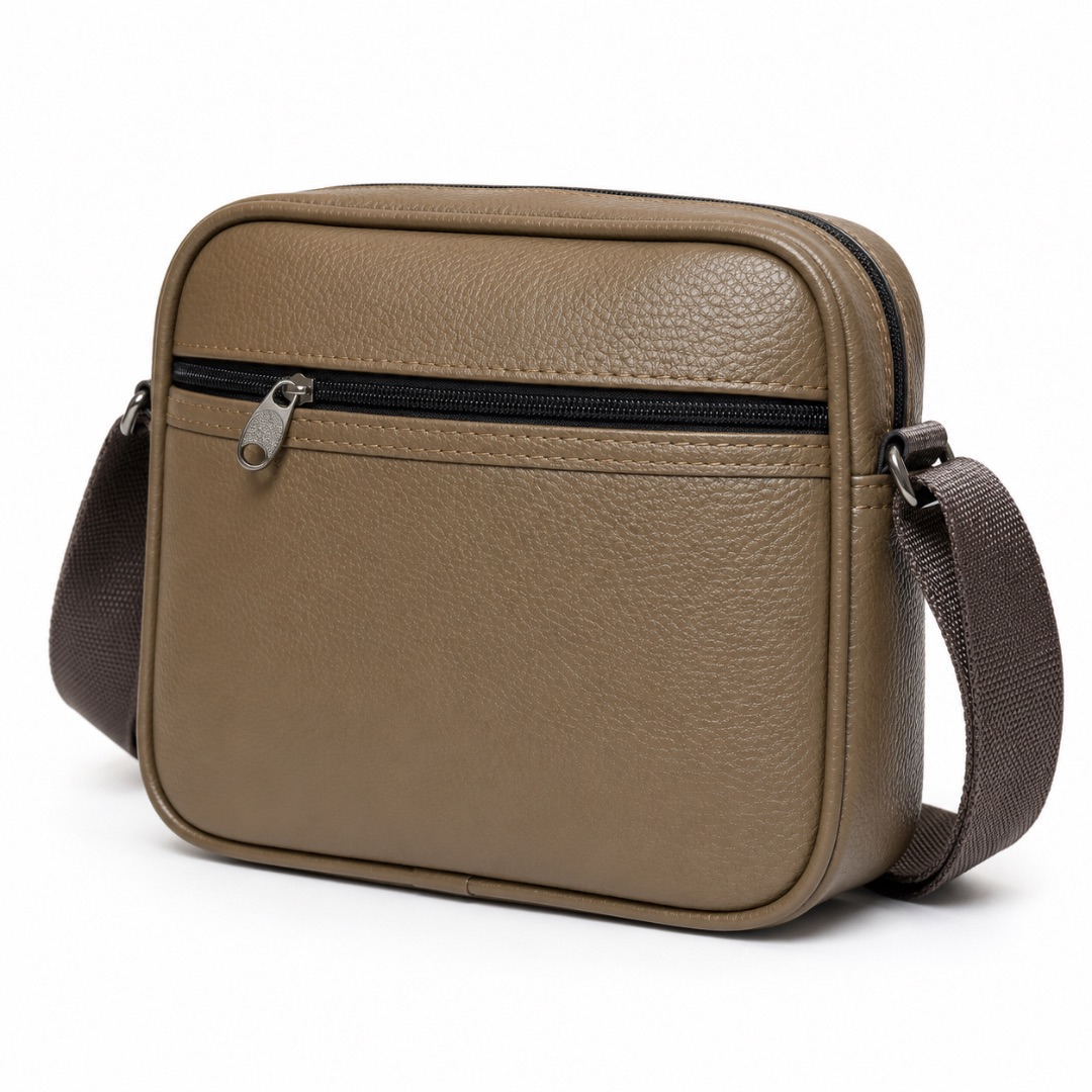 Brown Textured Crossbody Sling Bag with Embossed Pattern