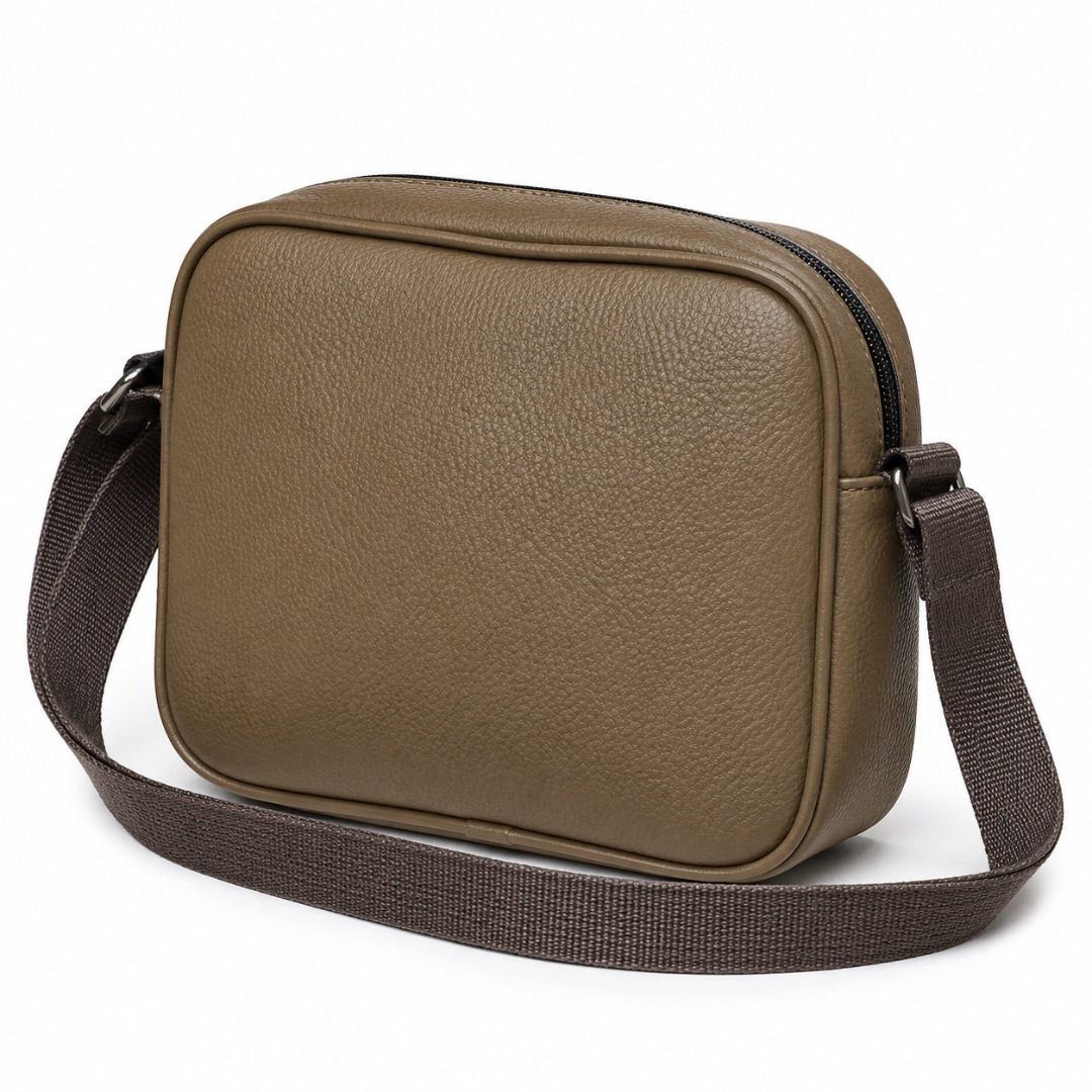 Brown Textured Crossbody Sling Bag with Embossed Pattern