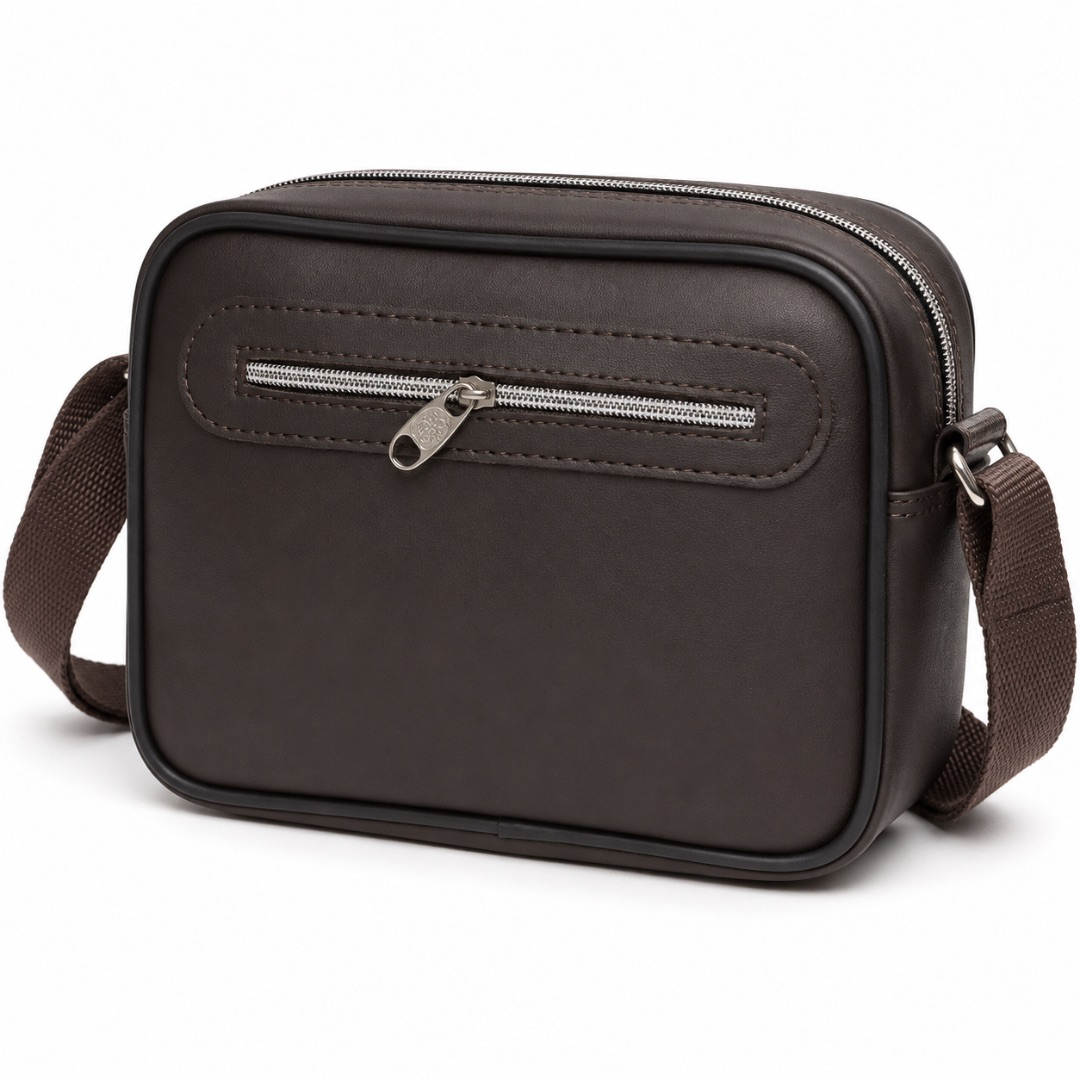 Black Compact Crossbody Sling Bag with Front Zip Pocket