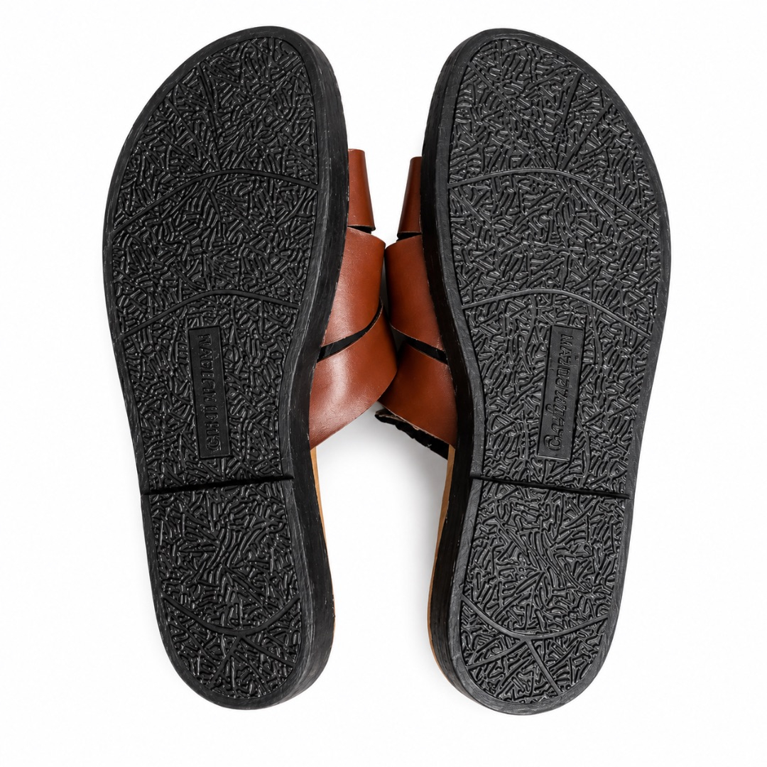 Brown Casual Sandals with Durable Rubber Sole