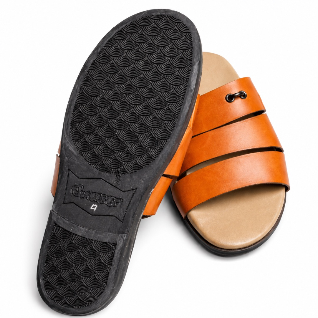 Mens Open Toe SlipOn Sandals with Cushioned Footbed