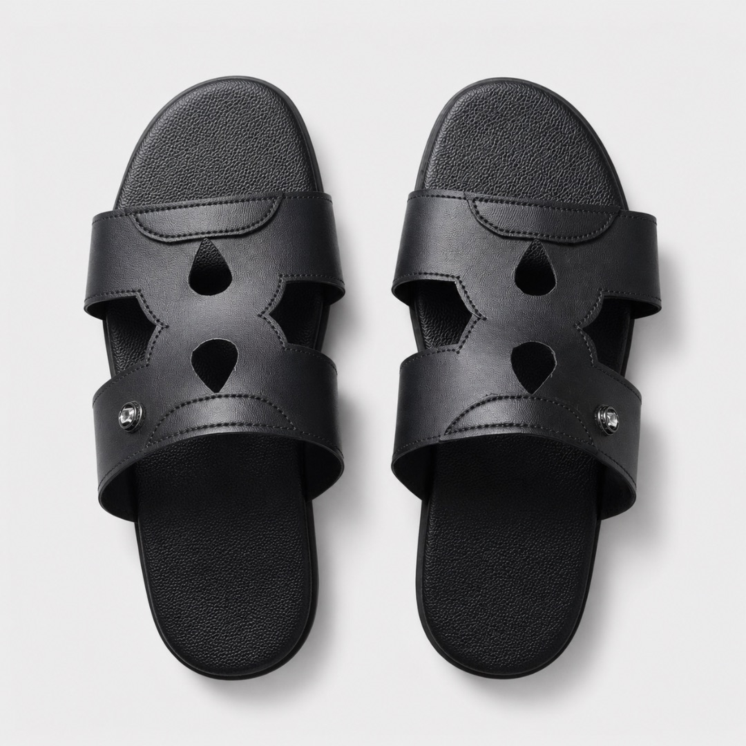 Mens Open Toe Double Strap Slide Sandal