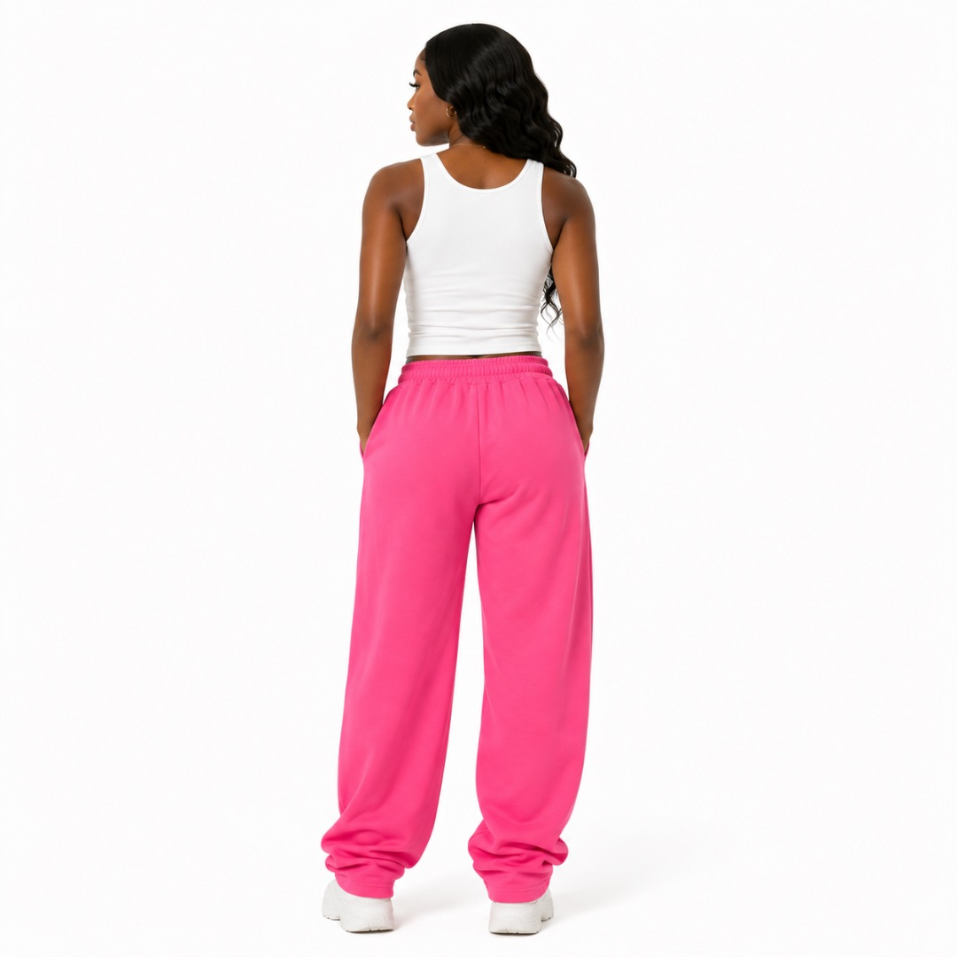 Product Title Pink Graphic Sweatpants with Bow Print  Drawstring Casual Streetwear Trousers
