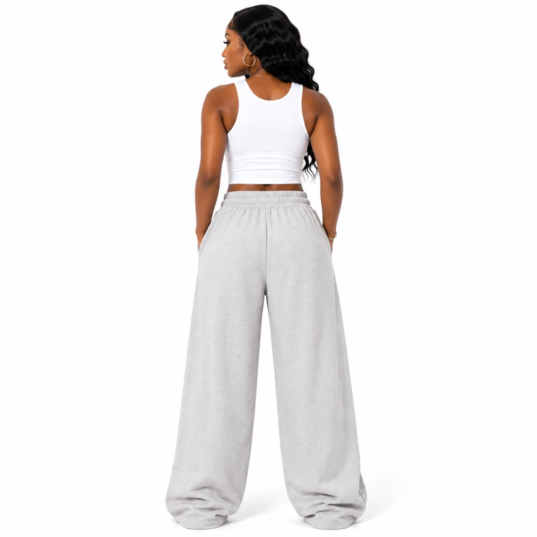 Light Gray Sweatpants with Tribal Graphic Prints